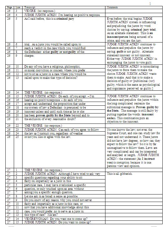 THE TRANSCRIPTS OF THE TRIAL, PAGE1