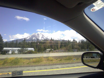 Mt. Shasta, through the windshield