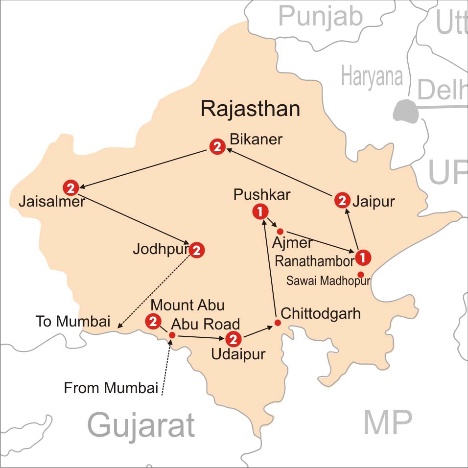 Distance Between Udaipur To Bikaner Mount Abu | tours N travel