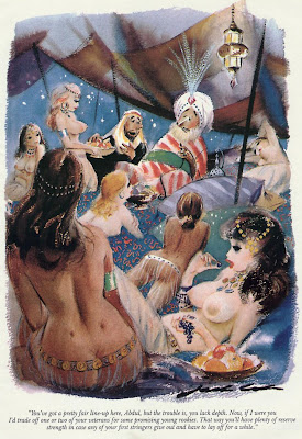 Sexy women in harem in classic Playboy cartoon by Jack Cole