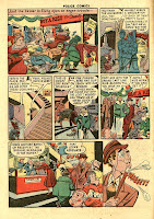 A cartoon crowd and a cartoon staircase are shown in this vibntage golden age comic book page.
