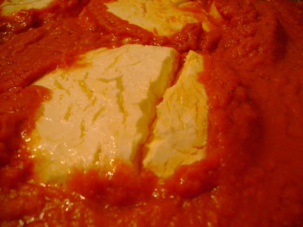 Goat Cheese Baked in Tomato Sauce