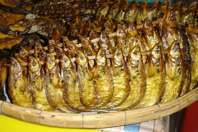 Dried fish at a local market outside of Wat Trimitr, Bangkok