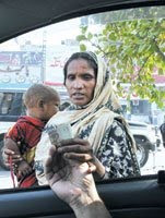 Beggar in good physical structure