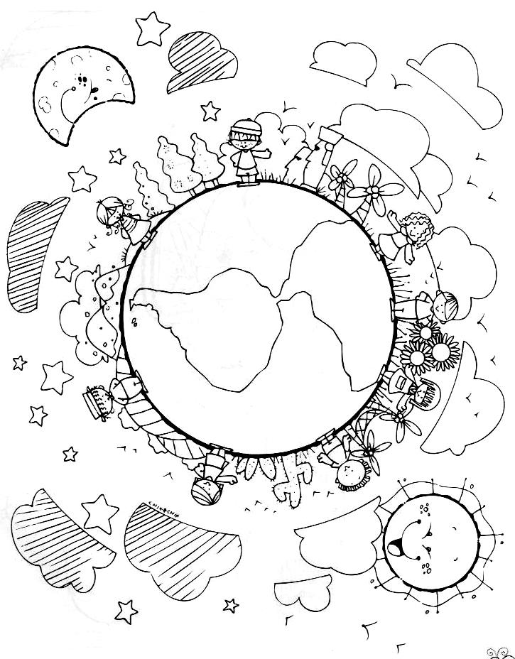 Desenho do Planeta Terra para Colorir