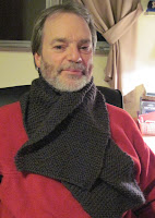knitted scarf on hubby