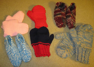 knitted mittens and slippers