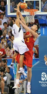 USA Redeem Team Member Deron Williams Scores on China's Yao Ming in Team USA's First Olympic Basketball Game