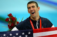 United States Olympic Swimmer Michael Phelps Celebrating His 8th Olympic Gold Medal at the Beijing Olympics From The Men's 4x100 Medley Relay