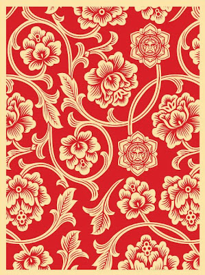 OBEY Giant - Red Flower Vine Screen Print by Shepard Fairey