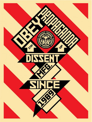 Obey Giant “Constructivist Banner“ Cream Screen Print by Shephard Fairey