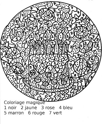 Maternelle Coloriage magique, gâteau d'anniversaire