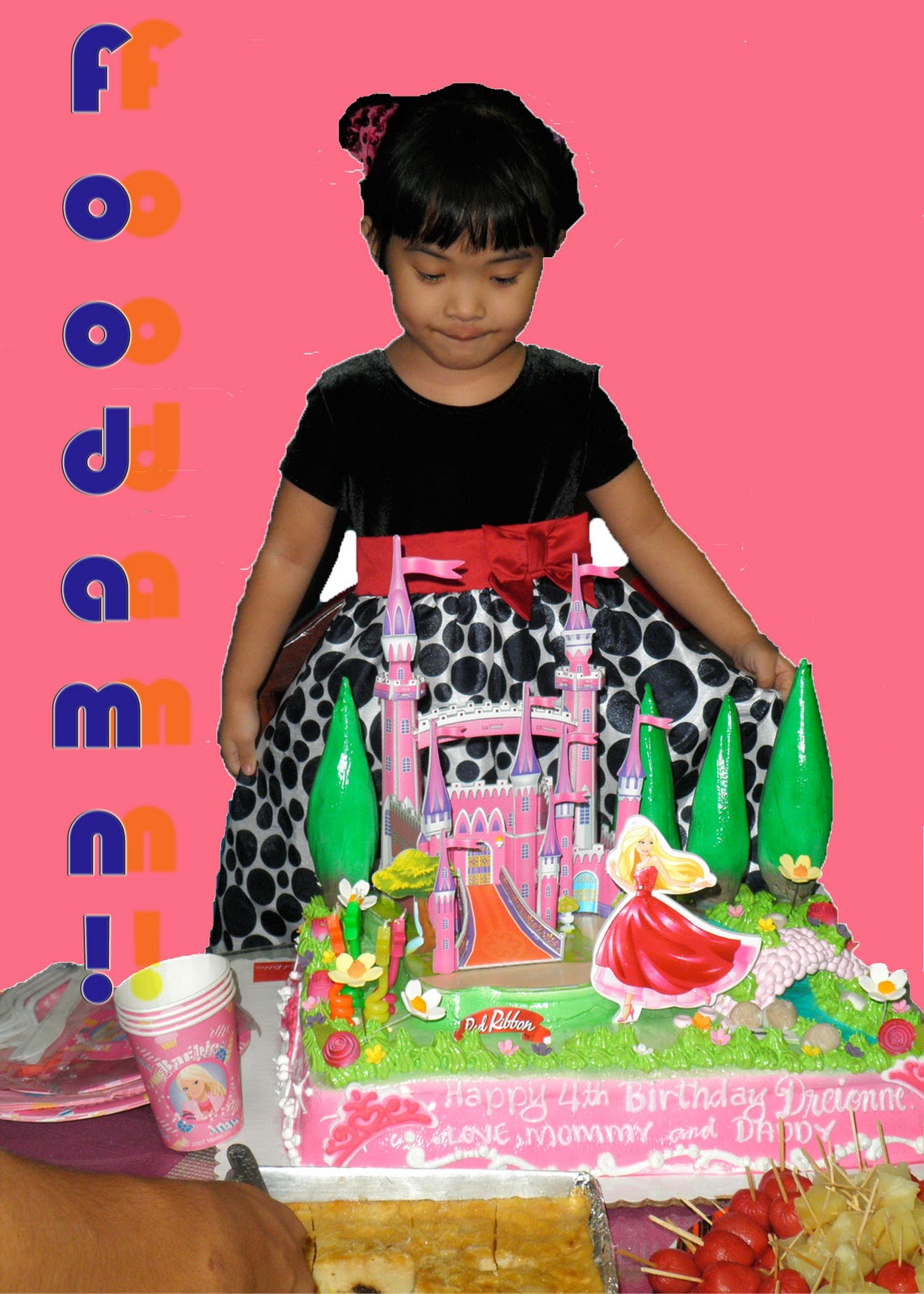 red ribbon barbie cake