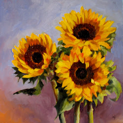 sunflowers lavender painting oil sold canvas nel everyday flowers nelseverydaypainting flower stretched lilac