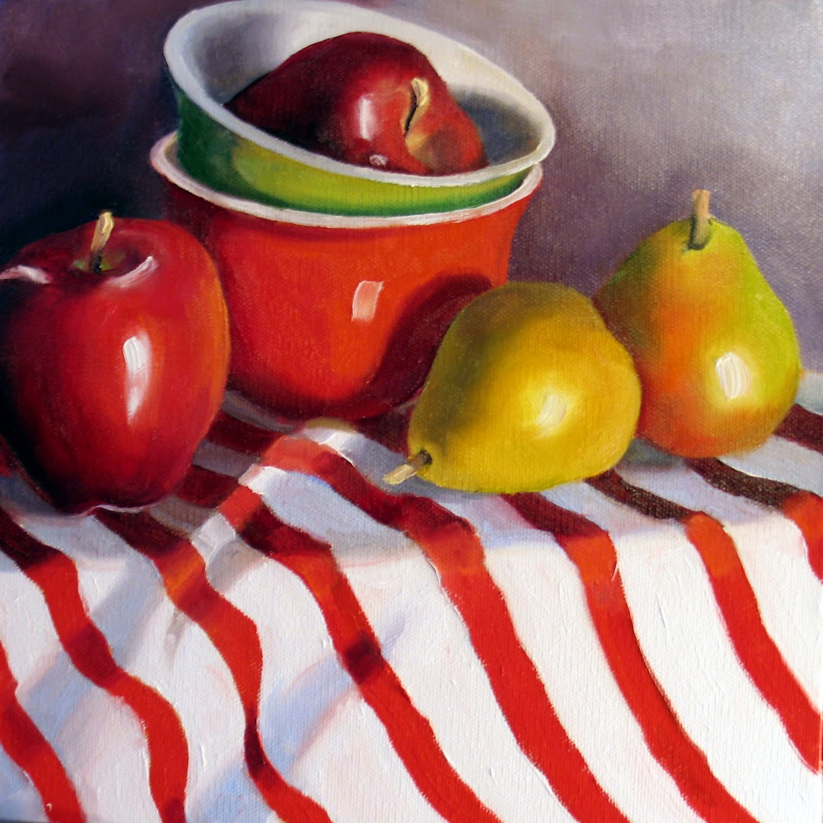 Nel's Everyday Painting Two Apples, Pears and Bowls SOLD
