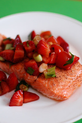 Salmon with Strawberry and Tomato Salsa | Beantown Baker