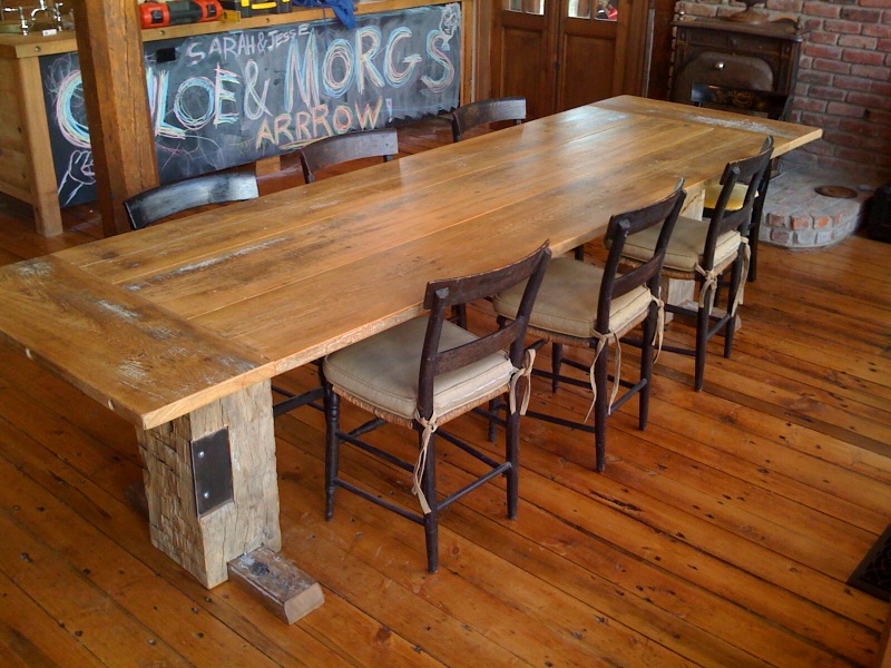 Feeling this rustic, farmhouse, industrial chic inspired kitchen table