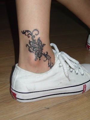 Tribal Butterfly Tattoo Design on Foot