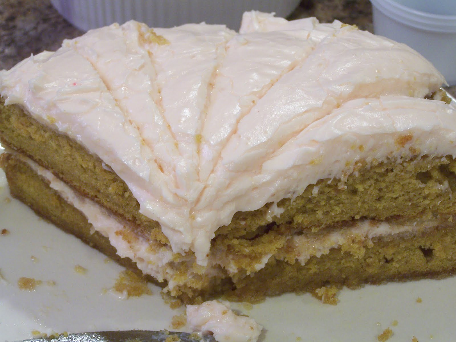 The Peppered Pantry Deep Fried Pumpkin Cake with Orange Cream Cheese