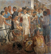 李石樵〈市場口〉1946