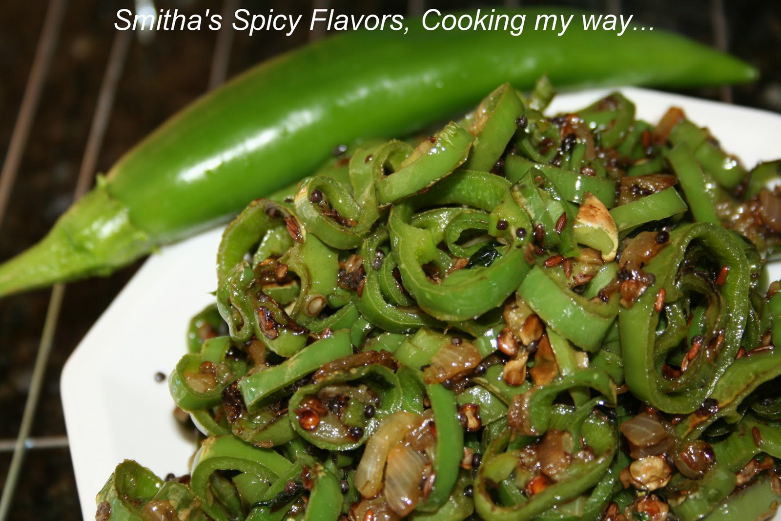 Spicy Green pepper / chilly stir fry....yet not spicy enough!! Smitha