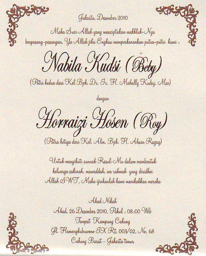 Kata dan kalimat Undangan Walimah