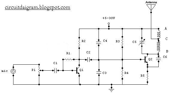 Circuit Diagram: 1.5 Watt FM Transmitter circuit diagram