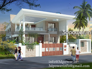 "3d rendering services India" "night view of contemporary bungalow"