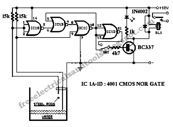 Free Schematic Diagram: Water Level Controller Circuit