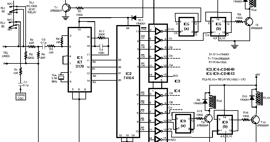 Free Schematic Diagram: Remote Control Circuit Using KT3170