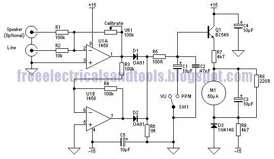 Free Schematic Diagram Vu And Ppm Meter Circuit For Audio
