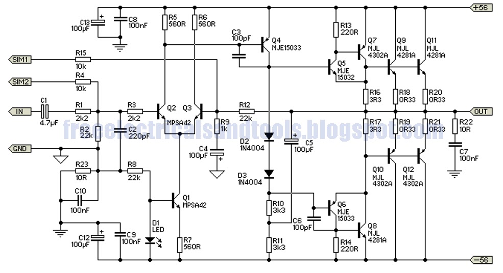 300W Subwoofer Amplifier Circuit Diagram