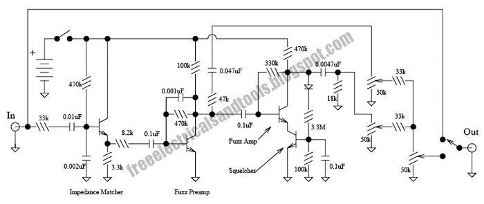 Free Schematic Diagram: Maestro Fuzz Guitar Effect Circuit