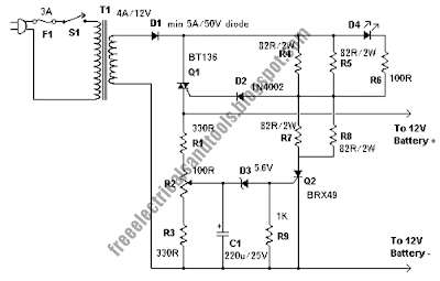 Automatic 12V Lead Acid Battery Charger Circuit | diagram schematic