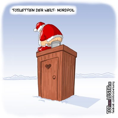 LACHHAFT Adventskalender Cartoon von Michael Holtschulte Toiletten der Welt Klowitz Weihnachtsmann Weihnachten