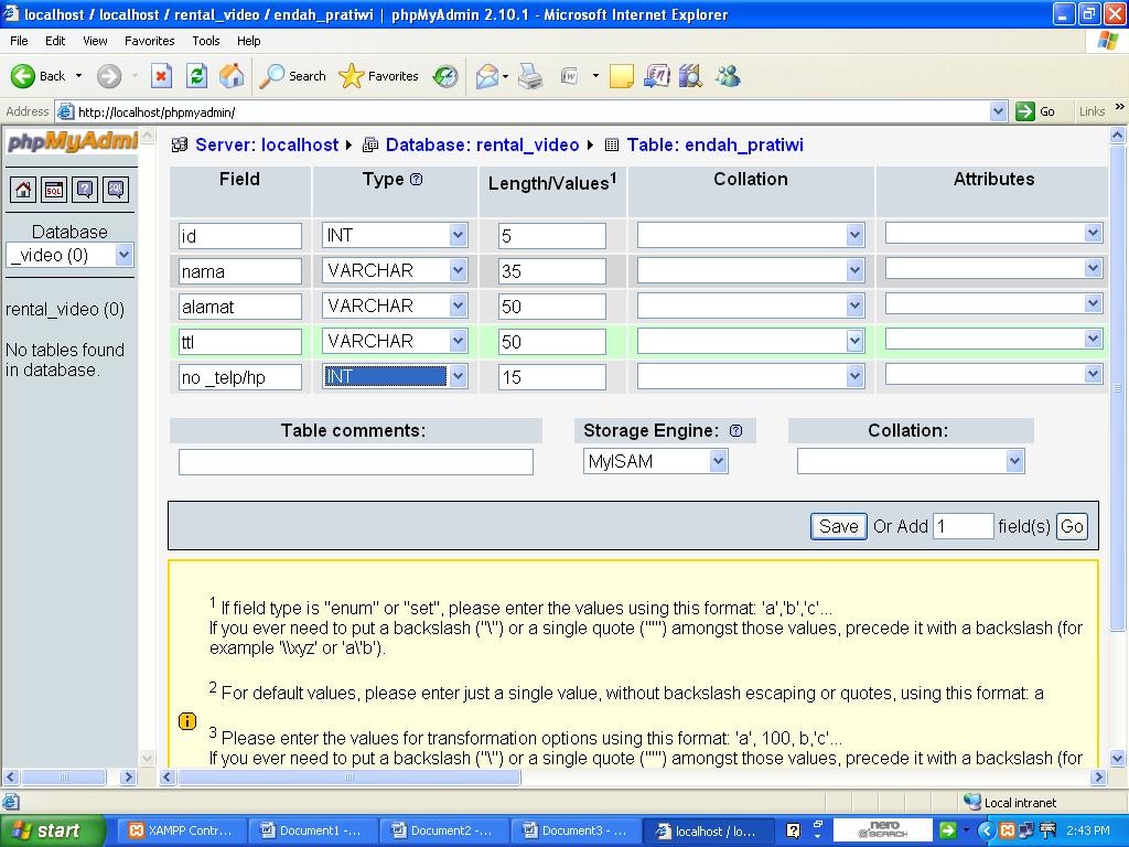 Contoh Pembuatan Database Dengan Xampp Rendang Sederhana