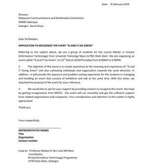 ict carnival 2010 supporting letter sample supporting letter example