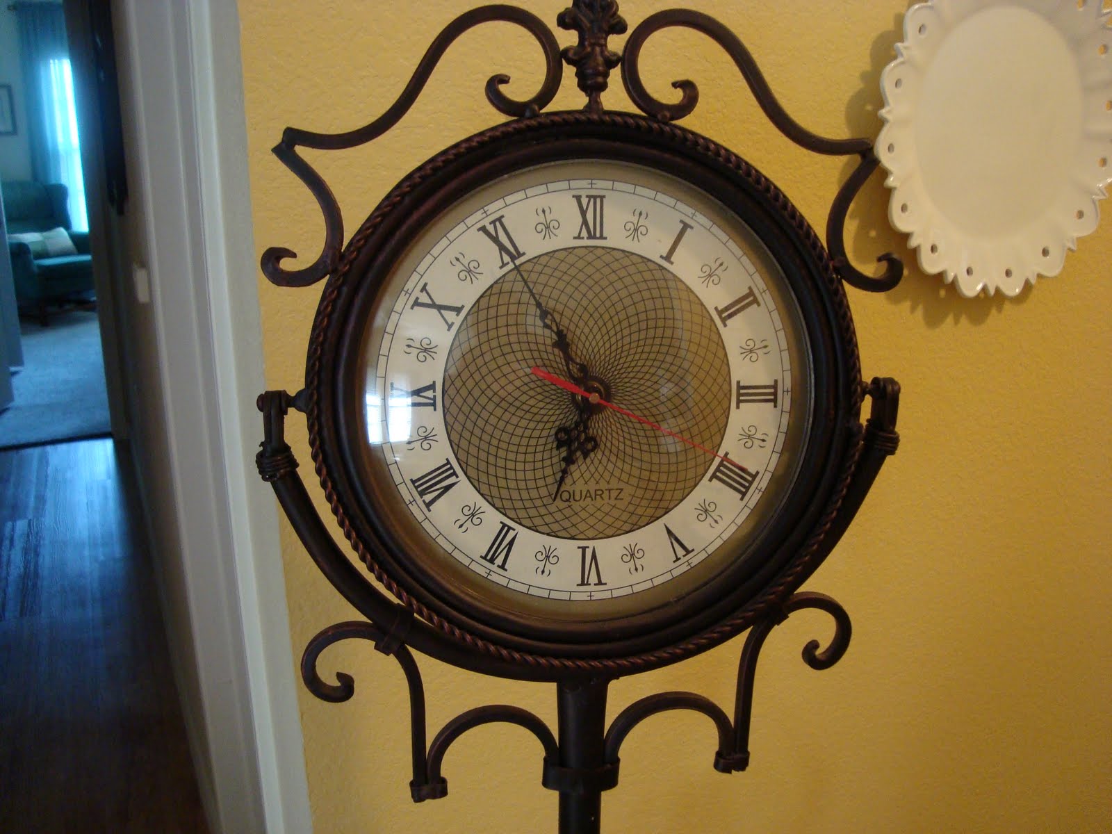 Rebecca's World Decor Wrought Iron Floor Clock with Unique OldFashioned Flair