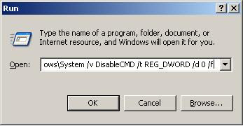 Command prompt has been disabled