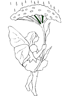 Free drawing coloring page Fairy flower covered from rain drops