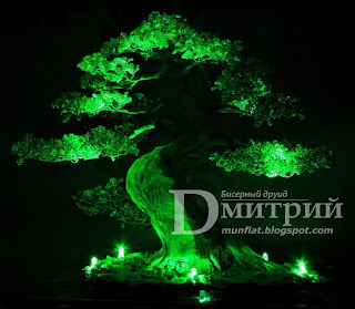 sharimiki, ночной светильник, бисерное дерево, бисер, бонсай, bead, tree