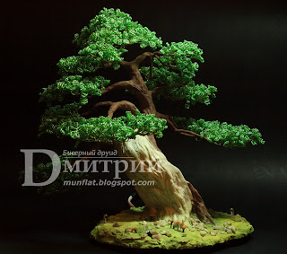 sharimiki, ночной светильник, бисерное дерево, бисер, бонсай, bead, tree