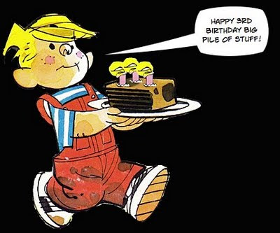 Dennis the Menace with birthday cake