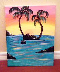 painting twist paintings hawaiian canvas easy beach palm tree paint simple trees scene labels days am babylon