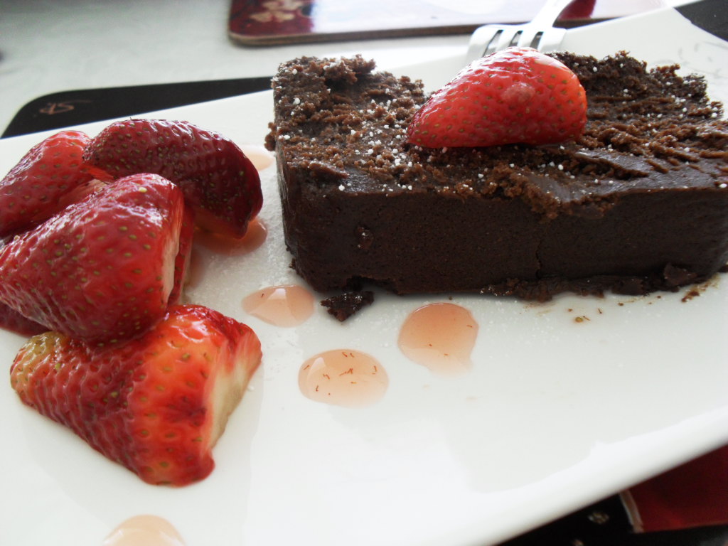 My Private Kitchen Journey Desserts Collection Chocolate Terrine served with Brandied Strawberries