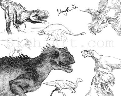 Sikhi Art - The Blog: Weekly Sketch #11: Dinosaurs and Sikh Toons
