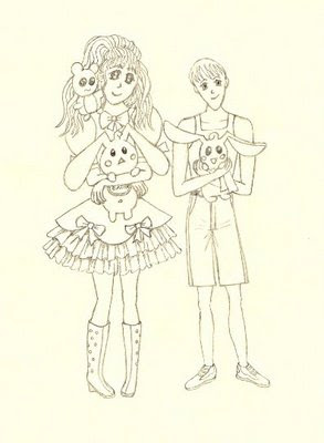 Manga / anime portrait of the kids in black and white