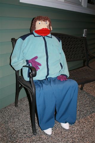 Puppet on bench