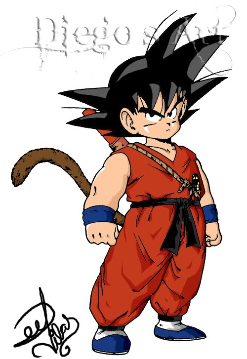 Desenho colorido do goku