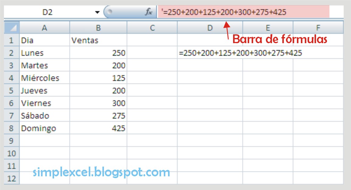 Simplexcel F rmula De Suma En Excel